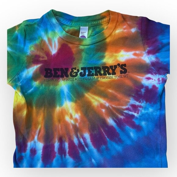 Ben and Jerrys Tie Dye Shirt American Apparel Multicolor Unisex Youth Size 4 - Picture 3 of 14